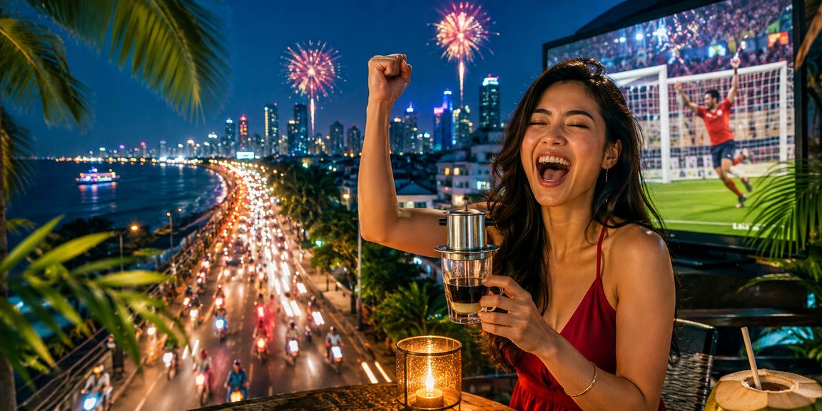 Người dùng tại TP.HCM trải nghiệm giải trí và cá cược thể thao tại quán cà phê buổi tối