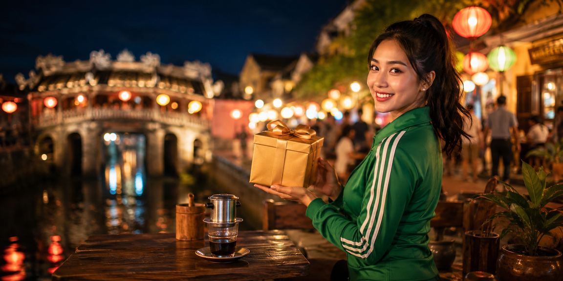 Người dùng tại Hội An vừa uống cà phê vừa xem thông tin xổ số và game trực tuyến trên điện thoại